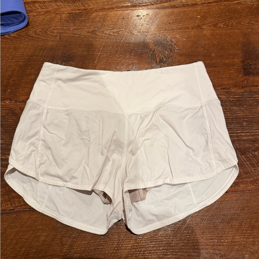 Lululemon Athletica White Speed Up High Rise 4” Shorts